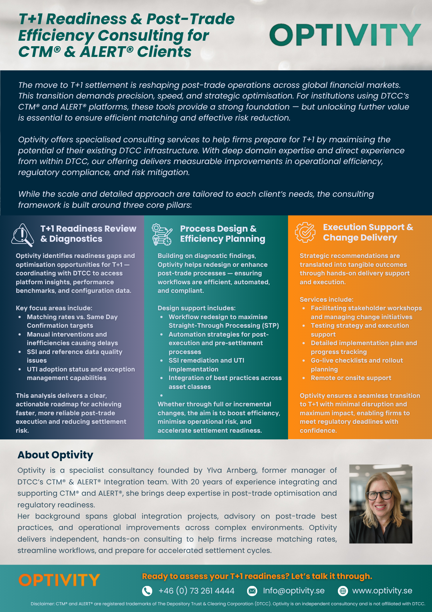 T+1 Readiness & Post-Trade Efficiency Consulting for CTM & ALERT Clients